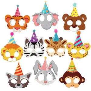 Animal Masks Animal Happy Birthday Party Decoration 10 Pcs Animal Eye mask Jungle Birthday Theme Decoration,Jungle/Safari Themes Party Favors Kids 1st Birthday Decoration