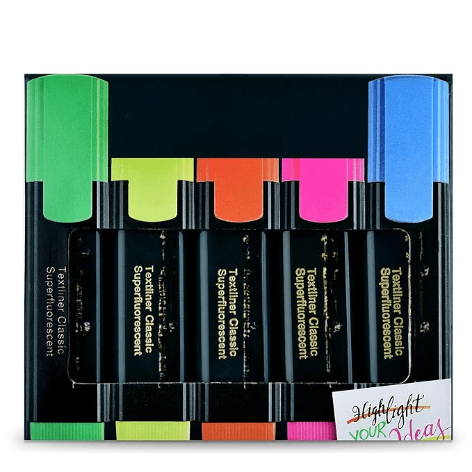 Textliner Pen Set ? Pack of 5 Assorted Colours | Refillable Markers for Study, Journaling & Doodling | Stationery Essential for Students