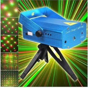 Activated Mini Laser Projector Stage Light ? (Red & Green) DJ Party Light with Dot Patterns & Tripod Stand, Plug-in LED Light for Home, Diwali, Wedding & Event Decoration
