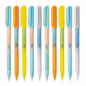 Fine Tip Ball Pen | Minimalistic & Aesthetic Matt Finish Pastel Body Colors | Effortless Writing With Sleek Clip Design | Blue Ink, Pack Of 10