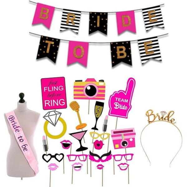 Theamed Party Decoration items kit Birthday, Bride Propz Balloons Banner Stage Decration help stuff 12