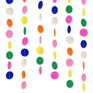 2 Pack 5 Meters Round Paper Garland Circle Dots Hanging String Decorations For Wedding/Birthday Party, 9feet