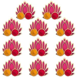 Poojavi Decorative Lotus Haldi Kumkum for Return Gifts Puja Items Favors Housewarming Gifts Pack of 11 Pasupu Kumkum Puja Bulk Wedding Return Gifts for Women, Ladies
