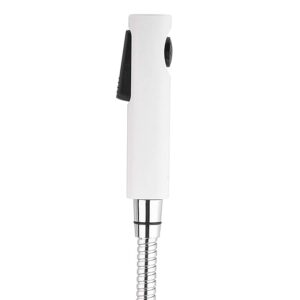 Health Faucet for Bathroom - White Body with Black Accents - Premium Jet Spray for Toilet with Hose and Holder - Superior Performance in Low Water Pressure - Easy Grip Design 98100IN-0, ABS, Chrome Finish