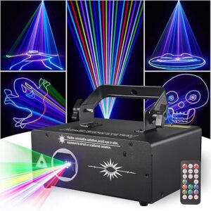 Gruolin Animation 3D DJ Party Laser Light Full Color with DMX512 and Sound Activated, Perefct for Disco, Party, Bar, Club, DJ and Stage Lighting