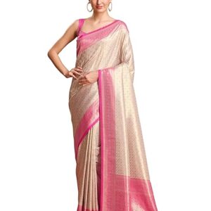 Poojavi Women's Kanjivaram Silk Mesmerizing Saree for Every Celebrations Comes With Unstitched Blouse Piece