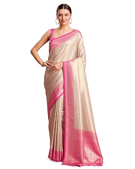 Poojavi Women's Kanjivaram Silk Mesmerizing Saree for Every Celebrations Comes With Unstitched Blouse Piece