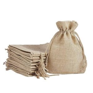Poojavi Linen Brown Jute Pouches|Adjustable Drawstring| Brown Colour |Multipurpose Bags