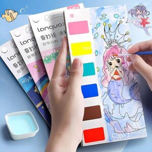 Poojavi 6 Pcs Magical Water Painting Book - Return Gifts Birthday Paty For Kids - Coloring Drawing Books - Embeded Water Paint Color In Each Sheet - Best Birthday Return Gifts In Bulk,Multicolor