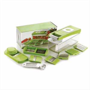 14 in 1 Multipurpose Chopper, Fruits & Vegetable Cutters, Grater Peeler Chipser, Unbreakable Food Grade Body, Easy Push to Clean Button Slicer Dicer, Chopper for Kitchen (Green, Plastic)