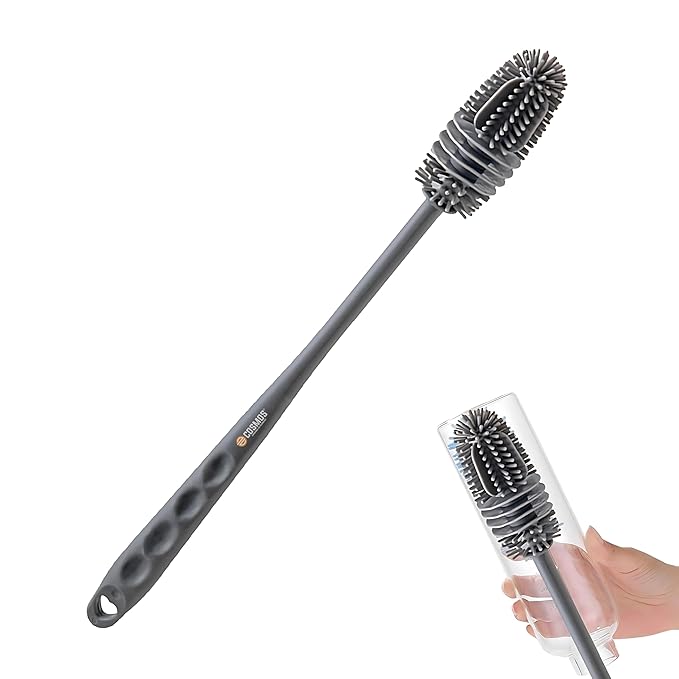 Bottle Cleaning Brush Silicone Long Handle, Water Bottle, Containers, Vase and Glass, Bottle Cleaner for Kitchen Accessories Kitchen Tools Item Products Gadgets