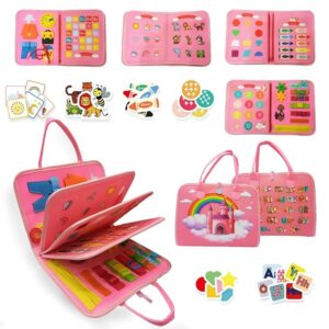 Board Activity Binder Interactive Sensory Educational Toy for Toddlers Supports Fine Motor Skills & Creativity with Activities Soft Felt Busy Binder Birthday Gift,Castle,Multicolor
