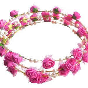 Flower Crown Boho Roses Wreath Artificial Bridal Headpiece Tiaras for Wedding Birthday's Christmas Hawaiian Vivah Party Festival Tiaras for Girls Women