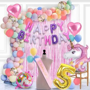 Unicorn Theme Birthday Decorations Items Combo Set of 51Pcs Kit For Happy Birthday Decoration Kit For Girls,Unicorn Celebration Decorations ,Baby Bday Decoration Items 5 Year