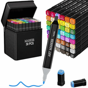 30 Colors Alcohol Markers Sketch Pen with Carrying Case for Painting Sketching Calligraphy Drawing,Fine & Chisel Tip Art Markers Set,Permanent Colouring Marker for Kids Adult, Multicolor (30)