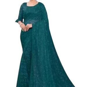 Women's Fancy Self-Design Net Saree with Matching Blouse Piece