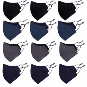 Unisex Dark Colored Cotton Mask With Adjustable Earloop - Pack of 12
