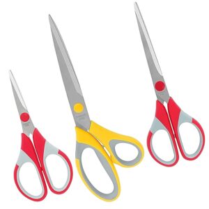Multipurpose Scissors Set - (Set of 3) Stainless Steel Multicoloured Scissors at Different Sizes for Household,Home & Kitchen, Office, Art & Craft, Sewing, Cloth Cutting (8.5", 6.9", 5.5")