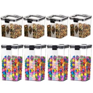 Air Tight Containers For Kitchen Storage Set, Plastic Boxes For Storage, Kitchen Organizer & Kitchen Accessories Items (700Ml And 1100 Ml, 8 Pcs)(Plastic), Transparent