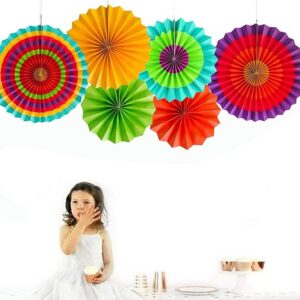 (Pack Of 6) Multicolor Design Fan Party Materials Photo Backdrop Decor Wedding, Baby Shower, Birthday Party Decoration