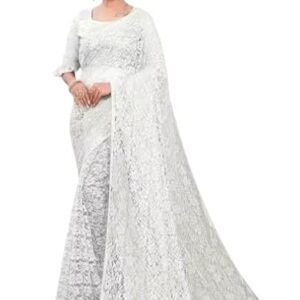Women's Fancy Self-Design Net Saree with Matching Blouse Piece