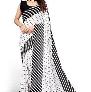Womens Georgette Printed Saree With Blouse Piece