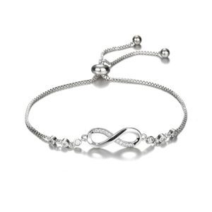Fashion Endless Love Crystal Infinity Bracelet for Women CZ Diamonds Latest Stylish Adjustable Charm Tennis Bracelet for Girls