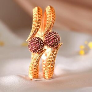 22K Gold-Plated Stylish Stone Studded Traditional Bangles for Womens & Girls