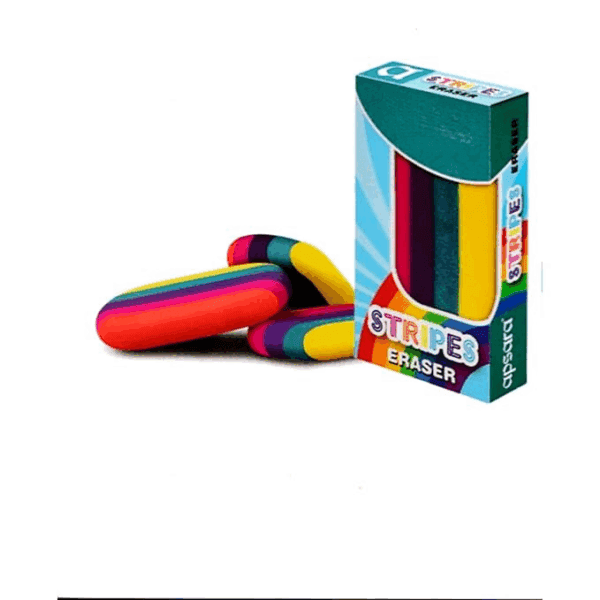 Stripes Coloured Eraser- Pack of 10