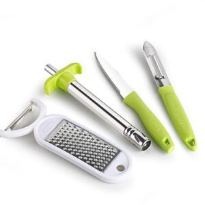 4 in 1 Combo Pack Included 1 Grater|1 Peeler - 1 Knife - 1 Gas Lighter|Multicolor - Plastic