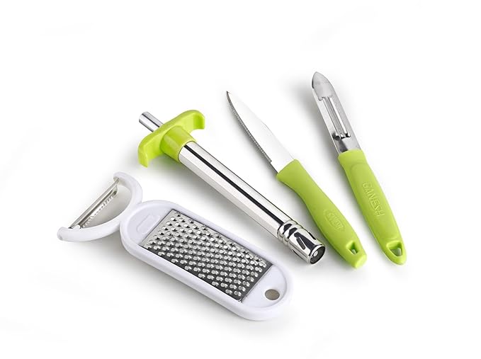 4 in 1 Combo Pack Included 1 Grater|1 Peeler - 1 Knife - 1 Gas Lighter|Multicolor - Plastic