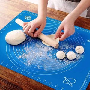 Silicone Baking Mat Roti mat Silicone mat for Kitchen Chapati matAtta Kneading Mat Non Stick Fondant Dough Rolling mat Cake Pad Cooking (Blue)