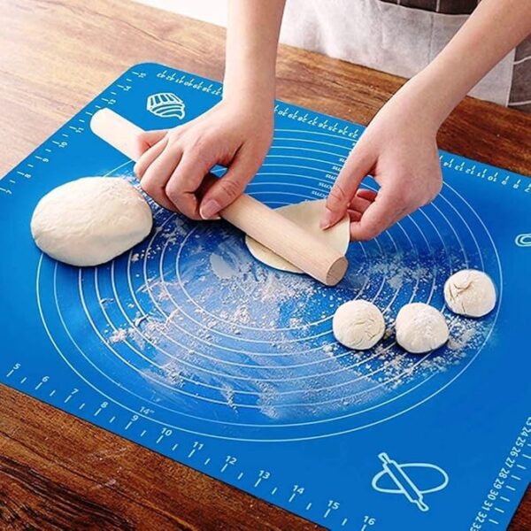 Silicone Baking Mat Roti mat Silicone mat for Kitchen Chapati matAtta Kneading Mat Non Stick Fondant Dough Rolling mat Cake Pad Cooking (Blue)