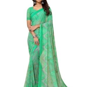 Women's Chiffon Abstract and Geometric Printed Saree with Blouse Piece