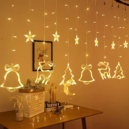 138 LED Christmas Curtain String Light with 8 Flashing Modes(Plastic)