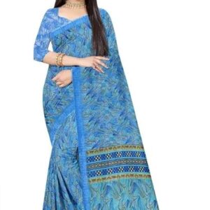 Bridal Georgette Saree Featuring Bold Hot Print Design and Lightweight Chiffon Trim