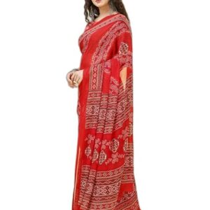 Printed Bandhani Georgette Saree (Blue, Pink)