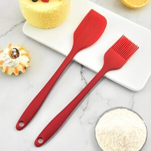 (Set of 2, Red) Oil Brush for Cooking & Non-Stick Silicone Spatula Baking & Mixing - Seamless Design, Heat-Resistant -40?C to 230?C, Food-Grade & BPA-Free, Dishwasher Safe