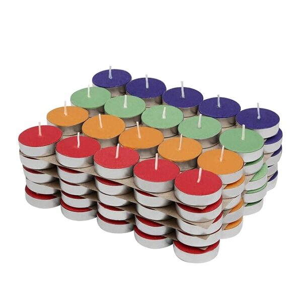 Colored Wax Tealight Candles (Set of 100, Unscented), 37W x 12H Millimeters