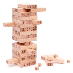 Tumbling Tower Game ? Indoor Stacking Puzzle Blocks for Kids, Adults & Families ? Fun Balancing Toy for Boys & Girls of All Ages ? Party Game & Brain Teaser