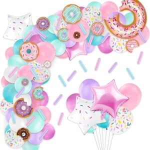 Donut Balloons for Birthday Combo Kit - 87Pcs Set - Pastel Balloons for Birthday/ 1st Birthday Decoration for Kids /Multi Color material Foil, Rubber