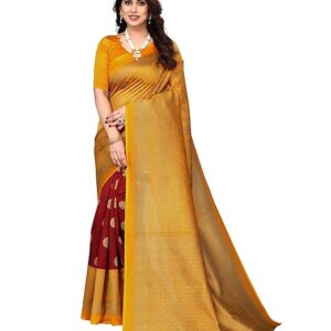 Poojavi  Venkatagiri Printed Art Silk With Blouse Piece Saree