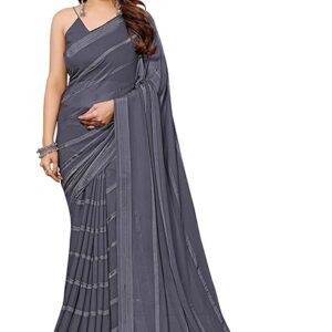Women's Georgette Designer Satin Striped Zari Work Saree with Matching Blouse Piece | Stylish & Beautiful Fancy Saree for Festivals, Parties, Weddings, Casual Outings