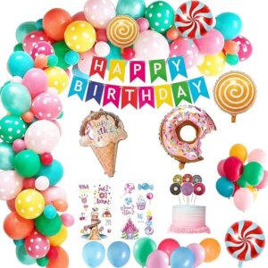 Foil Donut Balloons for Birthday Combo Kit - 72Pcs Set - Pastel Balloons for Birthday