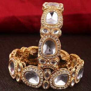Parineeti Chopra Inspired Latest Stylish Traditional Kundan Bangles for Women (Set of 2)