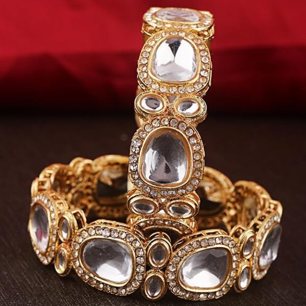 Parineeti Chopra Inspired Latest Stylish Traditional Kundan Bangles for Women (Set of 2)