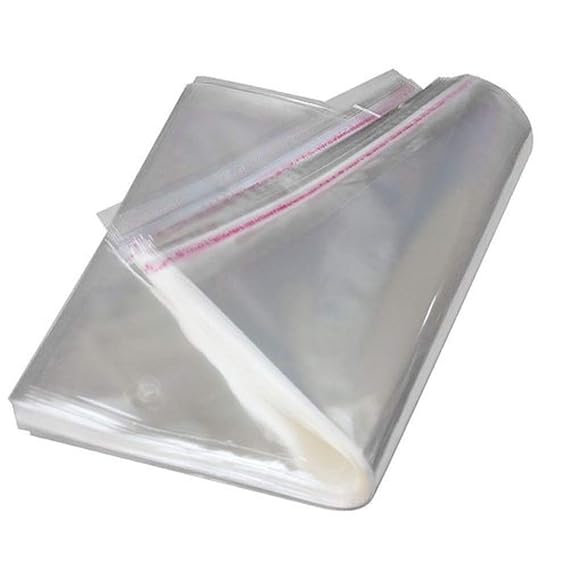 12 X 16 Size (Pack of 100 Pcs) | Transparent Polybags for Packing Saree Cloth Sealable | Used for Saree Packing, Shirts Packing Etc. Bopp Poly Bags Self Adhesive