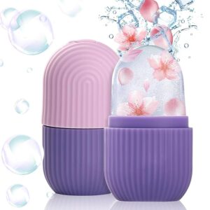 Face Roller Silicone Facial Cube for Eyes Neck Massage Remove Dark Circle Pore Shrink Face Beauty Skin Care Ice Mould Kitchen Tools (PURPLE)(PACK OF-1)