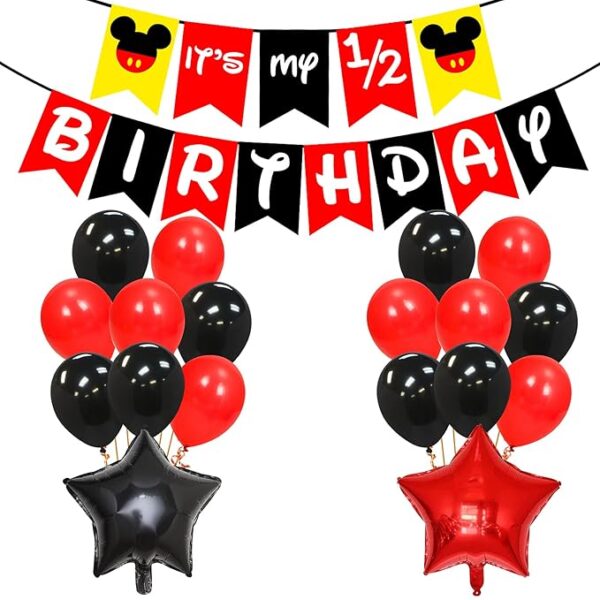Half Birthday Decorations for Baby Boy Combo - 28Pcs Items Set for 6 Months Birthday Decorations for Boy - 1/2 Birthday Decorations for Boys - Half Bday Banner, Balloons