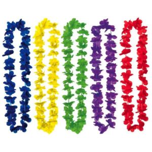 Lei Garland For Hawaiian Party Or Pool Party 6 Pcs Assorted, 18 CM